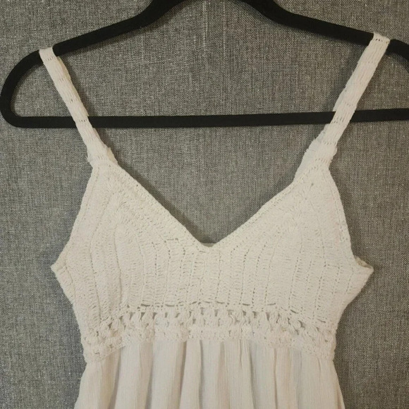 Sincerely Jules Crochet Top Long Dress White Spaghetti Strap Women's Size Small - Picture 3 of 8